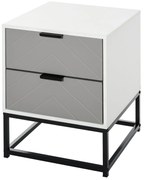 Mesa de cabeceira Mesa lateral com 2 gavetas e base elevada de metal E