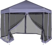 vidaXL Tenda festas pop-up hexagonal 6 paredes 3,6x3,1m azul escuro