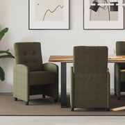 vidaXL Cadeiras de Jantar com Rodas com rodas 2 pcs Verde exército