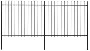 vidaXL Cerca de jardim com topo em forma de lança em aço 359x150 cm, preta