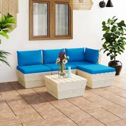 5 pcs conjunto lounge de paletes + almofadões madeira de abeto