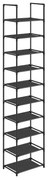 SONGMICS Sapateira de 10 níveis, suporte para sapatos, armazenamento compacto para sapatos, 33 x 33 x 173 cm, estrutura de metal, prateleiras de tecido não tecido, para corredor, quarto, preto LSR110B02