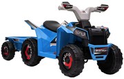 HOMCOM Quadriciclo Elétrico para Crianças com Reboque Bateria 6V de 18-36 Meses com Velocidade 2,5 km/h 106x41,5x48,5 cm Azul | Aosom Portugal