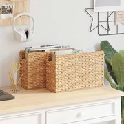 vidaXL Cestas de Revista 2 pcs Natural 39 x 14 x 25 cm Jacinto de água