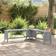 vidaXL Banco de canto p/ jardim com vaso 117 cm acácia maciça cinzento