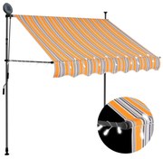 vidaXL Toldo retrátil manual com LED 150 cm amarelo e azul