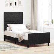 Estrutura de Cama Preta 90x190 cm Veludo