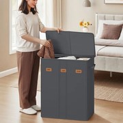 Cesto para roupa suja com três compartimentos (160L) 64 x 33 x 75 cm Cinzento