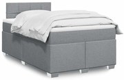 vidaXL Cama boxspring com colchão 120x190 cm tecido cinzento-claro