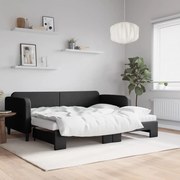 vidaXL Sofá-cama com gavetão e colchões 90x190 cm tecido preto