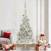 vidaXL Árvore de Natal Artificial Pré-iluminada Prateado 210 cm PET