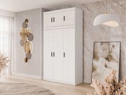 Roupeiro Novduni 104, Branco, 246x133x53cm, 128.6 kg, Portas para roupeiro: Com dobradiças, Número de prateleiras: 7, Número de prateleiras: 7