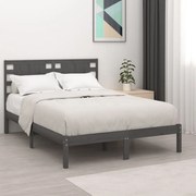 Estrutura de cama dupla pequena 120x190 cm madeira maciça cinza