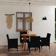 5 pcs conjunto de jantar para jardim preto