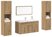 4 pcs móveis de casa de banho deriv. madeira carvalho artisiano