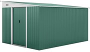 Outsunny Abrigo de Jardim 8,9 m² 280x345x201 cm Abrigo de Exterior de Aço para Armazenamento com Portas e 2 Janelas Verde | Aosom Portugal