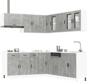 vidaXL 11 peças armário de cozinha conjunto Porto cinzento cimento
