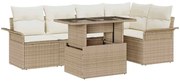 vidaXL Sofá de Jardim Modular 6 Peças com Almofadas Bege em Poliratã