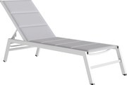 Outsunny Espreguiçadeira Acolchoada, Encosto 6 Posições, Estrutura em Alumínio, Capacidade 120 Kg, Cinza Claro | Aosom Portugal