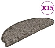 vidaXL Tapetes escada adesivos aspeto sisal 15 pcs bege/castanho