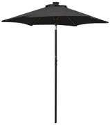 Guarda-sol de jardim c/ luzes LED 200x211 cm alumínio preto