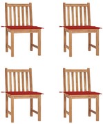 vidaXL Cadeiras de jardim c/ almofadões 4 pcs madeira de teca maciça