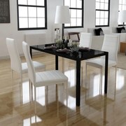 Conjunto mesa de jantar 5 pcs preto e branco