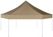 vidaXL Tenda pop-up hexag. dobrável 3,6x3,1m 220g/m² cinza-acastanhado