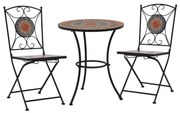 vidaXL 3 pcs conjunto bistro mosaico azulejos cerâmica laranja/cinza