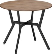 HOMCOM Mesa de Cozinha Redonda Mesa de Jantar Estilo Industrial com Bancada de Madeira e Estrutura de Aço Ø90x76 cm Marrom e Preto | Aosom Portugal