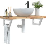 vidaXL Prateleira de parede p/ lavatório aço/madeira de acácia maciça