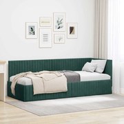 vidaXL Estrutura de Cama de Canto Verde Escuro 80 cm x 200 cm Veludo