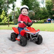 Moto 4 elétrica infantil de 6 V, carro elétrico para crianças com velocidade de 2,5 km/h, para crianças dos 18 aos 36 meses, 71 x 40,5 x 45 cm, vermel