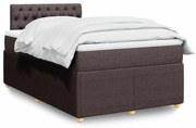 vidaXL Cama boxspring com colchão 120x190 cm tecido castanho-escuro