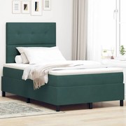 Cama Box com Colchão e LED Verde Escuro 120x190 cm Veludo