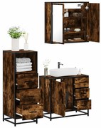 vidaXL 3 pcs conjunto de móveis WC madeira processada carvalho fumado