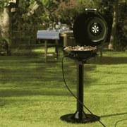 Grelhador elétrico para churrasco portátil com grelha antiaderente removível 52 x 44 x 82 cm Temperatura ajustável 1600W Grelha interior preta