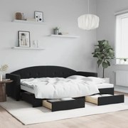 vidaXL Sofá-cama com gavetão e gavetas 80x200 cm veludo preto