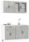 4 peças armário de cozinha conjunto Kalmar concreto cinza