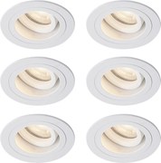 Conjunto de 6 focos embutidos modernos brancos giratórios e inclináveis IP44 - Chuck