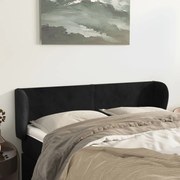 vidaXL Cabeceira de cama c/ abas veludo 147x23x78/88 cm preto