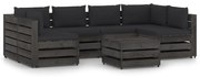 7 pcs conj. lounge jardim + almofadões madeira impreg. cinzento