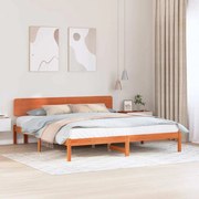 vidaXL Estrado de cama com cabeceira Castanho, 180 x 200 cm, madeira de pinho