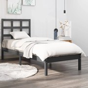 Estrutura cama solteiro 90x200 cm madeira maciça cinzento