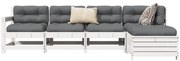 vidaXL 5 pcs conjunto de sofás de jardim madeira pinho maciça branco