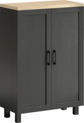 HOMCOM Armário de Sala de Estar Moderno Armário de Armazenamento com 2 Portas Prateleira Ajustável e Base Elevada 60x30x90 cm Preto | Aosom Portugal