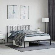vidaXL Estrutura de cama com cabeceira 135x190 cm metal preto