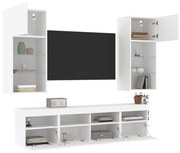 vidaXL 5pcs móveis de parede p/ TV c/ LEDs derivados de madeira branco