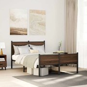 vidaXL Estrutura de cama sem colchão 120x190cm metal carvalho castanho