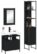 vidaXL 3 pcs conjunto móveis casa de banho derivados de madeira preto